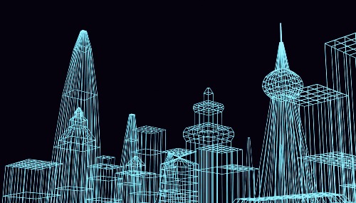 Digital simulation of a city.